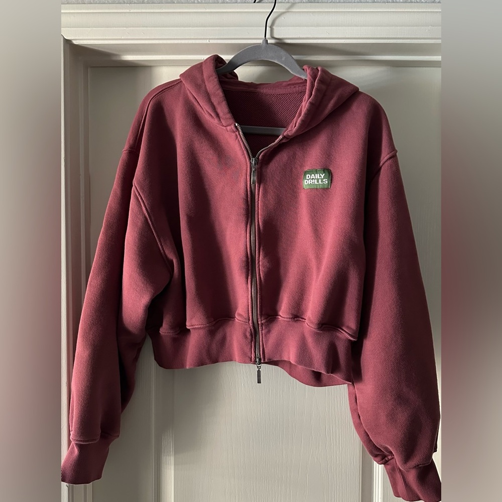 Daily Drills Heavyweight Double Zip Hoodie - Wine - size M/L - Picture 5 of 7